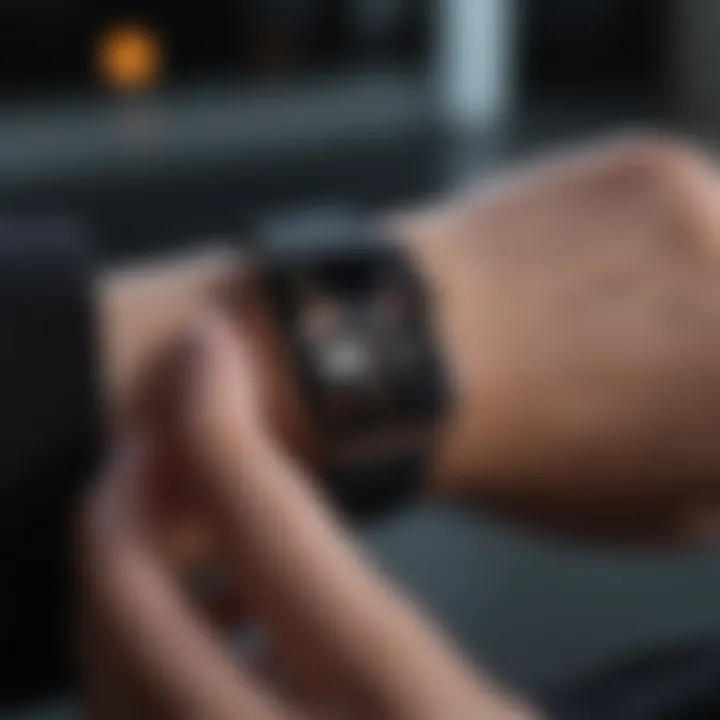 An Apple Watch showcasing a vibrant fitness interface.