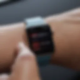 A close-up view of an Apple Watch displaying health metrics.