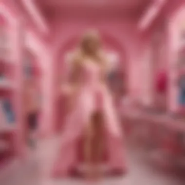 Barbie clothes displayed in a chic boutique