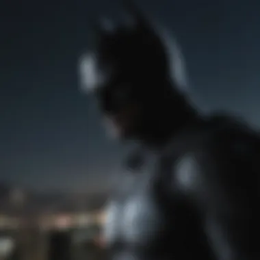 Batman in action, silhouetted against the night sky