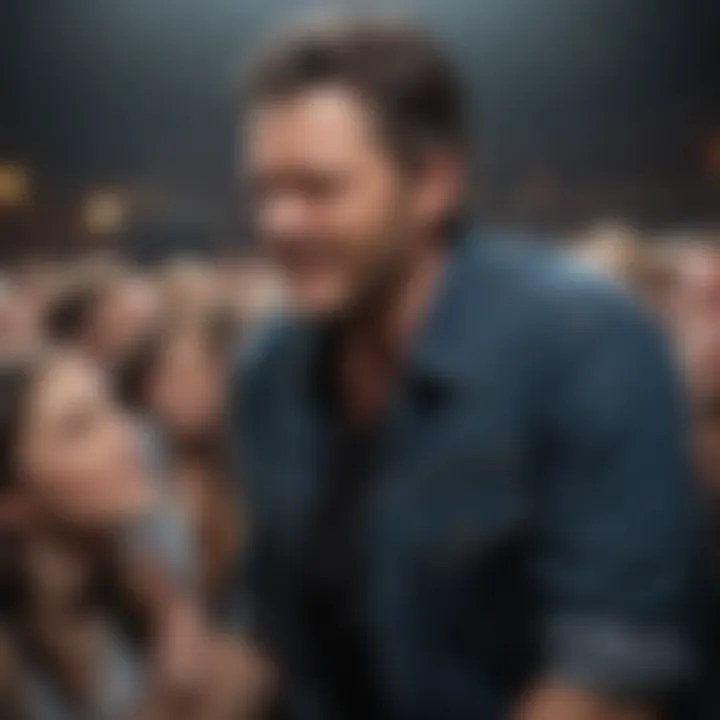 Blake Shelton sharing a heartfelt moment with fans during a concert