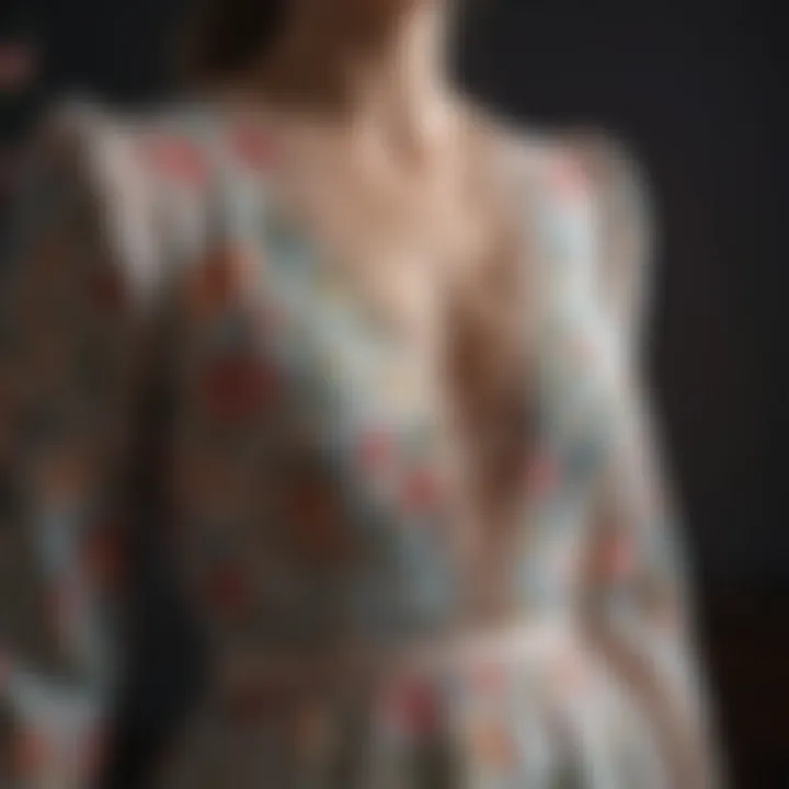 Close-up of floral patterns on a dress in Bridgerton