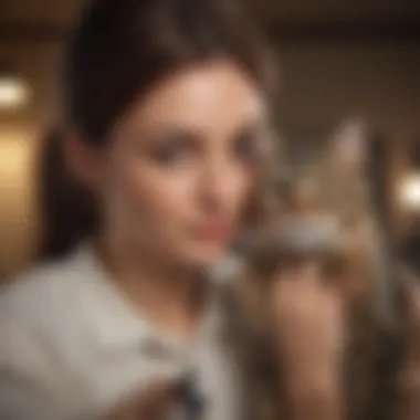 Cat and owner bonding over a cat care app