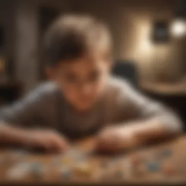 Child solving a complex puzzle