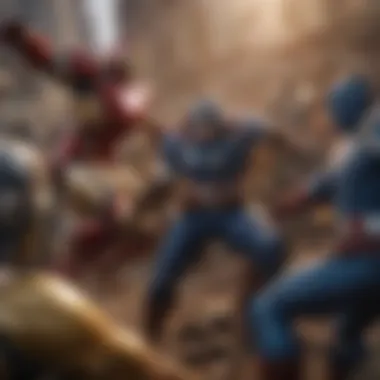 Legends Collide Epic battle scene between powerful Marvel heroes and villains