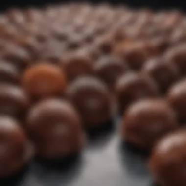 A close-up of beautifully crafted chocolate confections