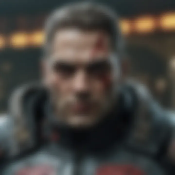 Detailed close-up of the main character in 'The Suicide Squad'