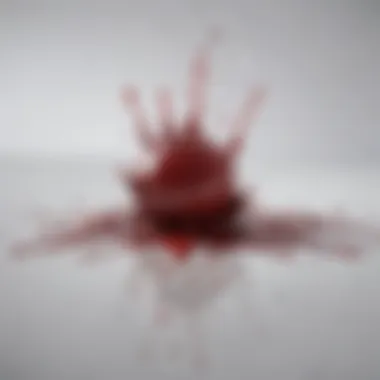 An ominous blood splatter on a pristine white surface