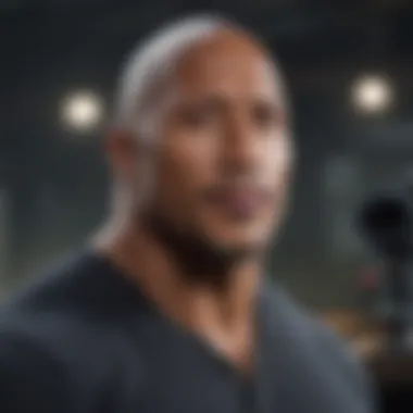 Director discussing vision with Dwayne Johnson