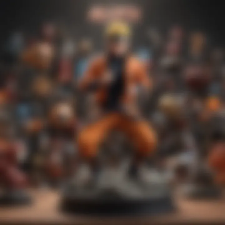 Artistic depiction of diverse Naruto merchandise