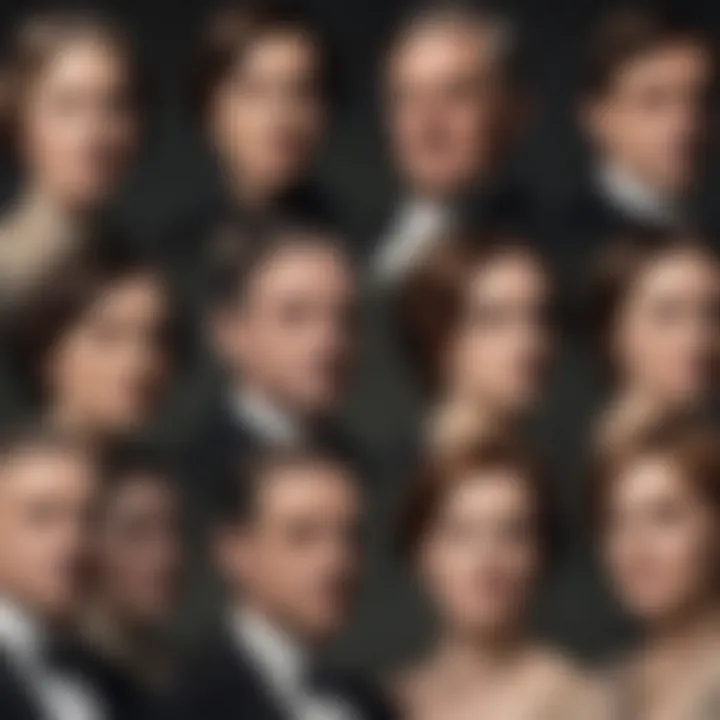 A collage of main characters from Downton Abbey