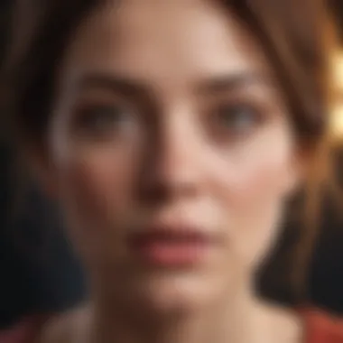 Captivating close-up shot of an actress portraying a conflicted character in a drama comedy film