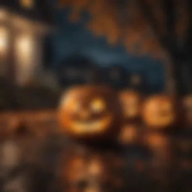 Eerie Nighttime Setting with Jack-o'-lanterns