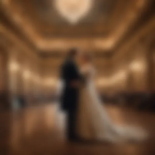 Elegant ballroom scene with intricate period costumes