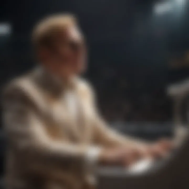 Elton John's elaborate stage setup featuring iconic costumes