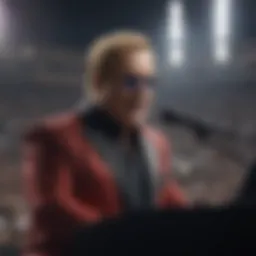 Elton John performing passionately on stage at Dodger Stadium