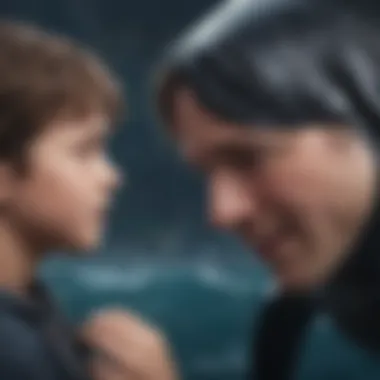 Emotional scene of boy and whale's connection