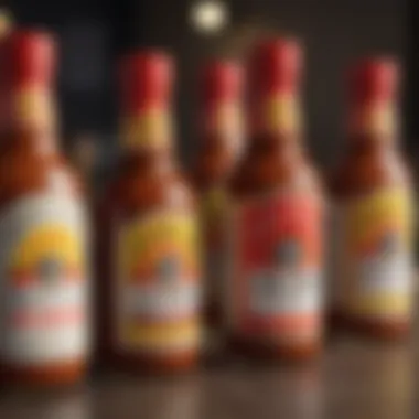 Close-up of the iconic Hot Ones sauce lineup