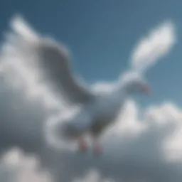 Stunning portrayal of Altaria soaring through a cloudy sky