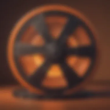 Timeless Warmth: The Visual Language of 1970s Cinema Film reel with a warm color palette reminiscent of the 1970s