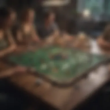 Group of friends enjoying a game night around a table