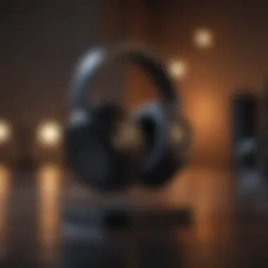 Wireless headphones in a minimalist setting with soft lighting