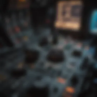 Close-up of cockpit controls in a virtual aircraft