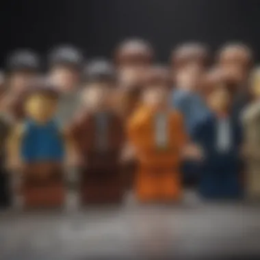 Close-up of mini-figures representing the Friends characters