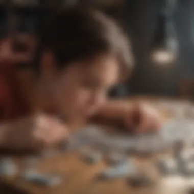 Young adult solving a complex puzzle game