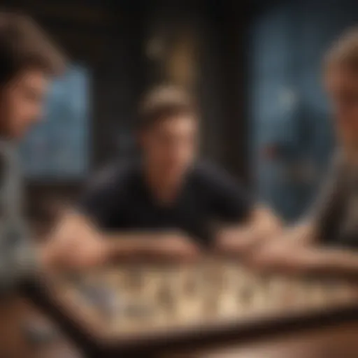 Young adult playing a strategic board game