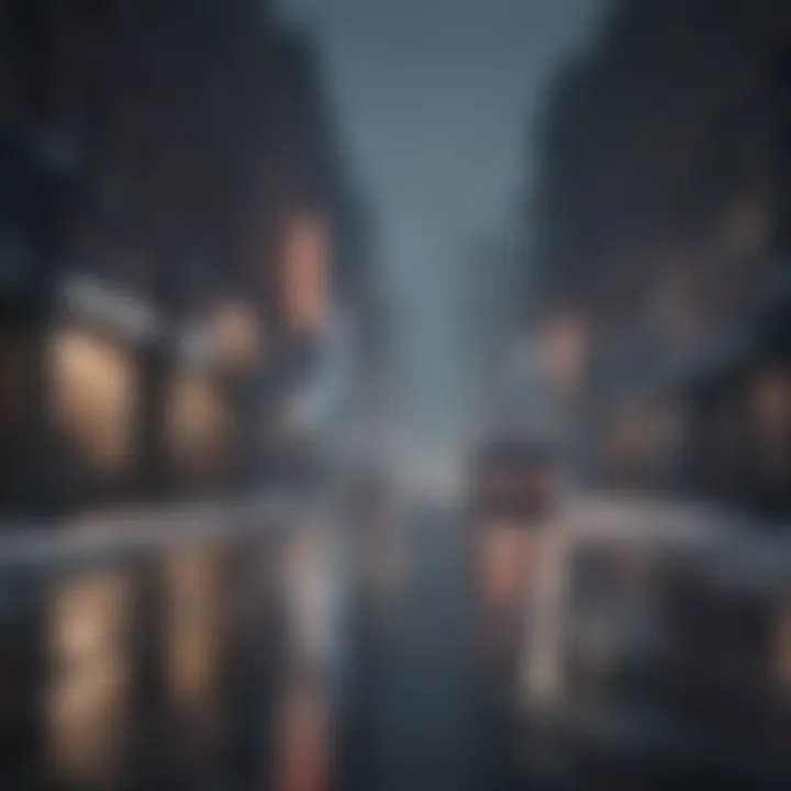 Cinematic shot highlighting the urban landscape in Snowfall