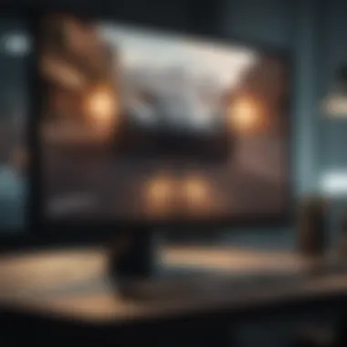 A high-performance gaming monitor with GeForce Now displayed