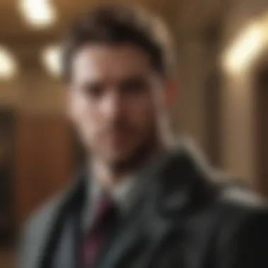 Focused protagonist in a strategic pose