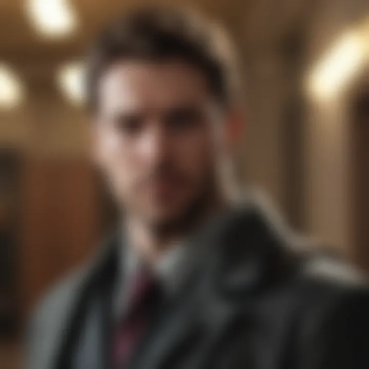 Focused protagonist in a strategic pose