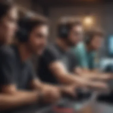 Diverse Gamers Engaged in Multiplayer Experience A diverse group of gamers enjoying a multiplayer gaming session