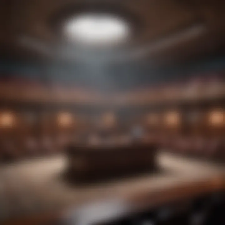 An overview of a courtroom, representing the legal backdrop of Grisham's stories