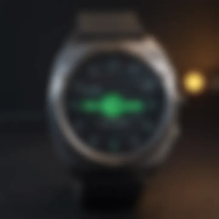 A sleek smartwatch displaying an eco-friendly battery icon