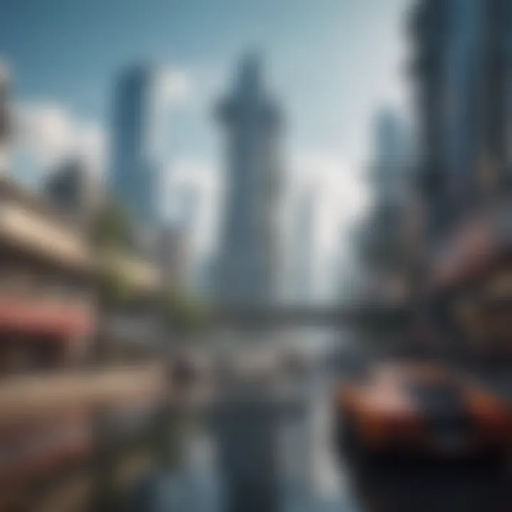 A futuristic cityscape from a highly anticipated sci-fi video game highlighting advanced technology.