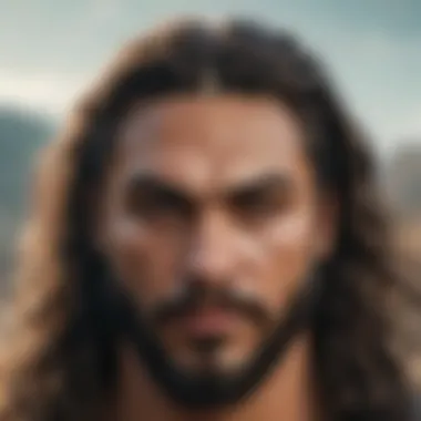 Artistic representation of Jason Momoa showcasing his iconic look and strong presence.