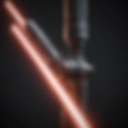 Aesthetic view of a double-bladed lightsaber ignited