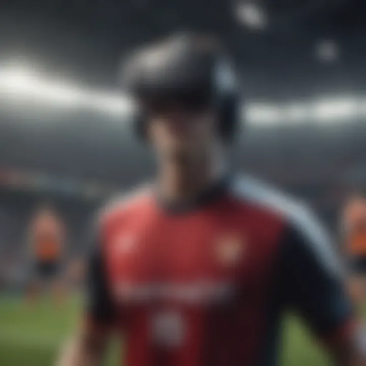 Player immersed in a VR football environment