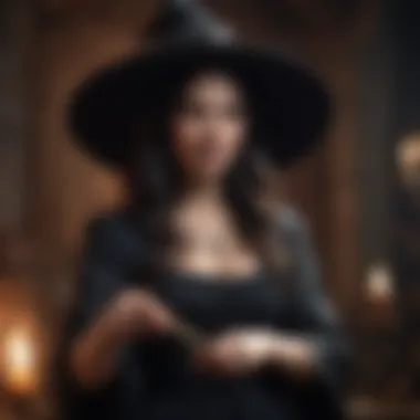 An enchanting witch casting a spell with a wand