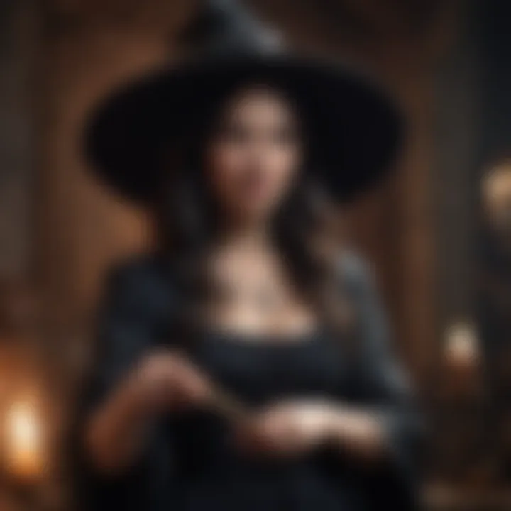 An enchanting witch casting a spell with a wand