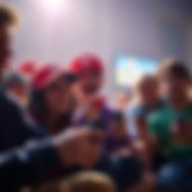 Community Engagement Through Mario Gaming Group of friends playing together with Joy-Con controllers