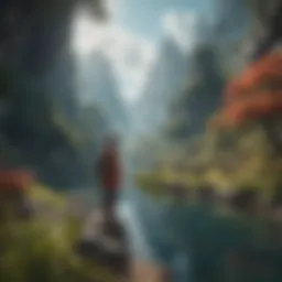 A vibrant scene depicting iconic characters from various anime series in a fantastical landscape.