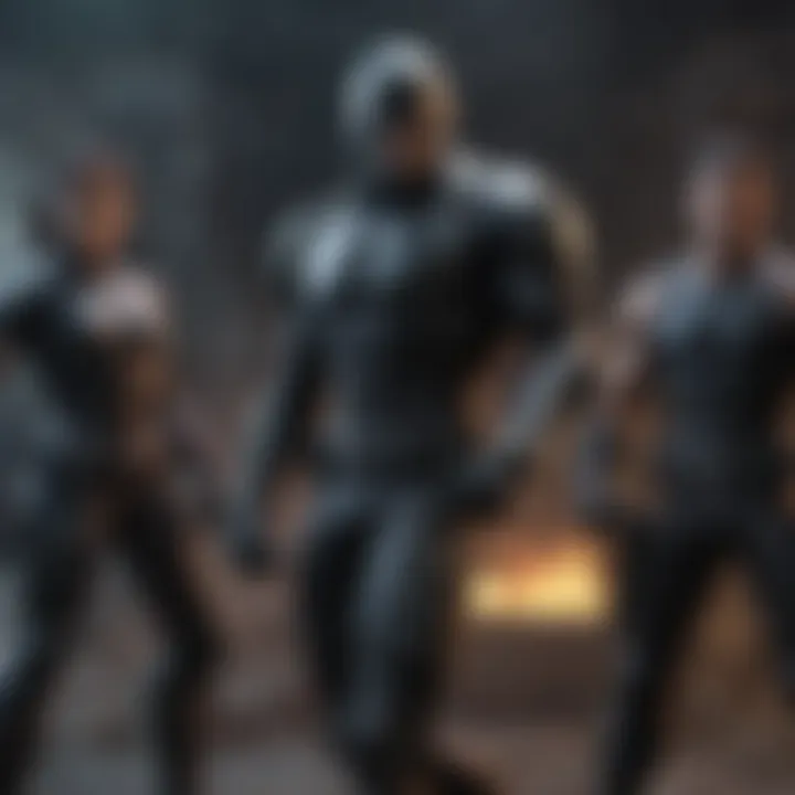 Artistic representation of key X-Force characters in a dynamic pose.