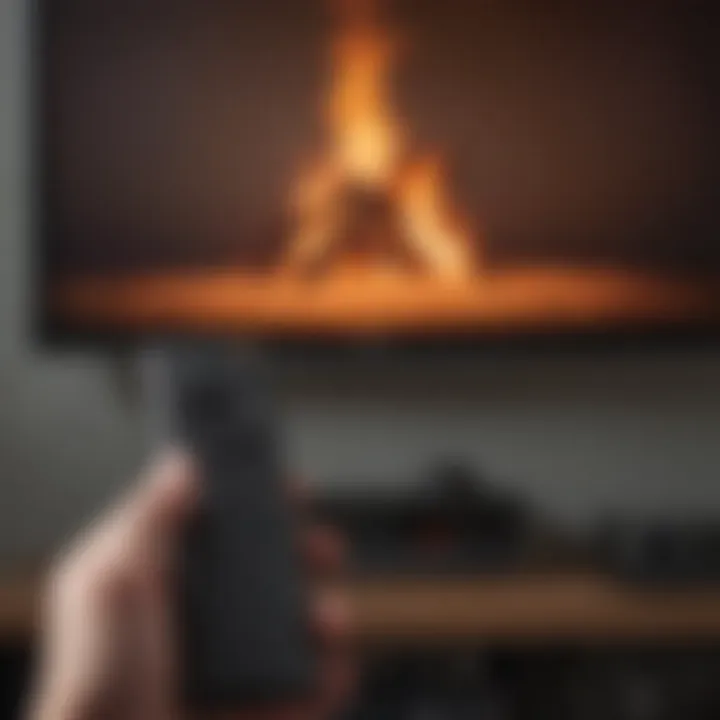 A user navigating the Fire Stick interface using the remote control.