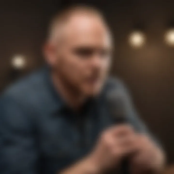 Bill Burr with his podcast microphone