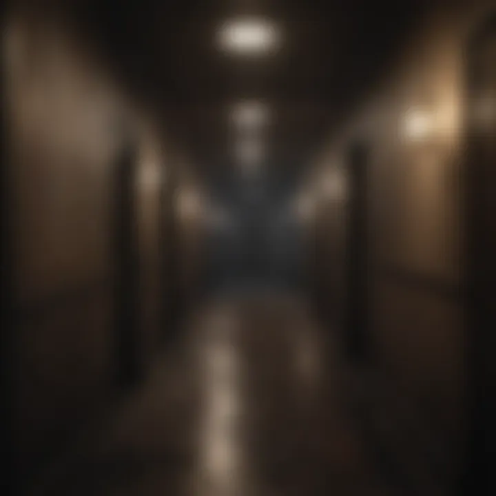 Creepy hallway with flickering lights