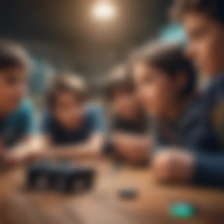 Group of children playing video games together